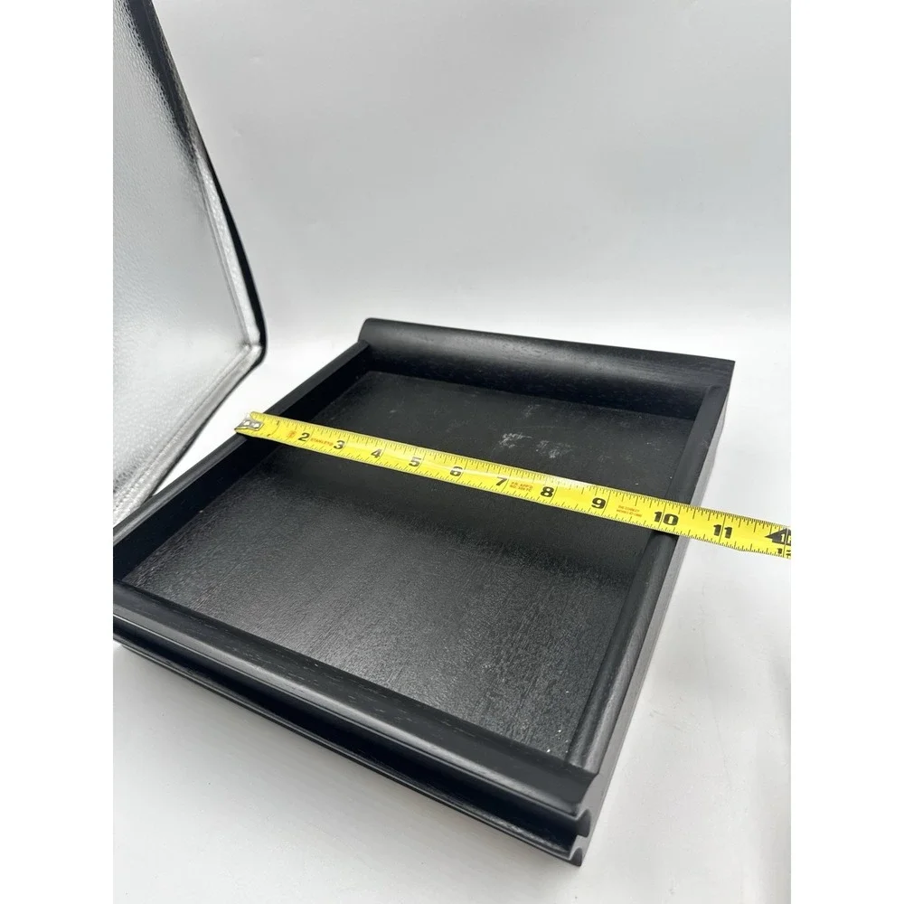 Set Of 2 Vintage Black Wooden Crate & Barrel Condiment Trays